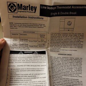 Baseboard Heater Accessory Double Pole